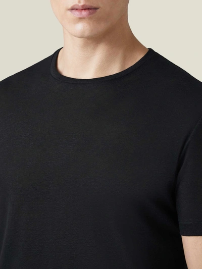 Shop Luca Faloni Black Linen Jersey T-shirt