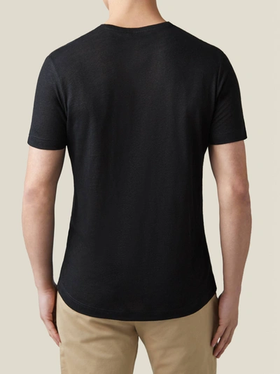 Shop Luca Faloni Black Linen Jersey T-shirt