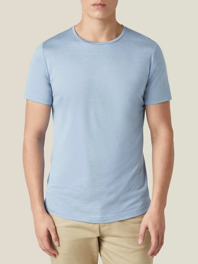 Shop Luca Faloni Light Blue Silk-cotton T-shirt