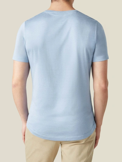 Shop Luca Faloni Light Blue Silk-cotton T-shirt