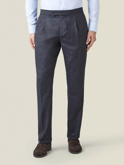 Shop Luca Faloni Charcoal Grey Wool Pleated Trousers In Dark Grey