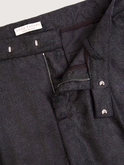 Shop Luca Faloni Charcoal Grey Wool Pleated Trousers In Dark Grey
