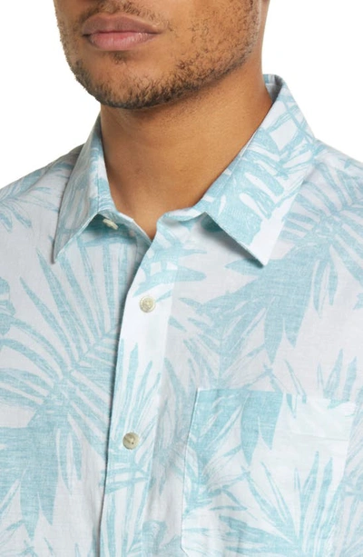 Shop Travismathew Beechcraft Floral Stretch Short Sleeve Button-up Shirt In Blue/ White