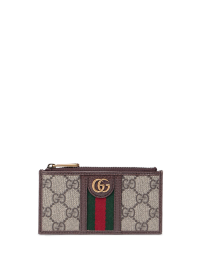 Shop Gucci `ophidia` Card Case In Marrone