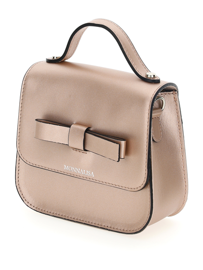 Shop Monnalisa Mini Leather Bag In Auburn Silver