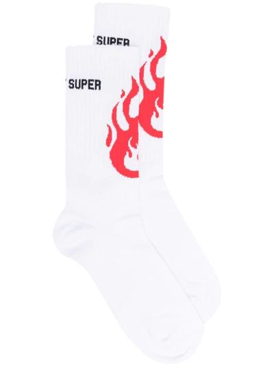 Shop Vision Of Super Flame Print Socks In White