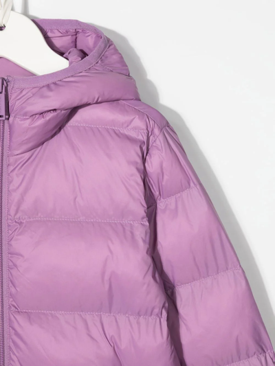 Shop Dsquared2 Rear-logo Hooded Puffer Jacket In Purple