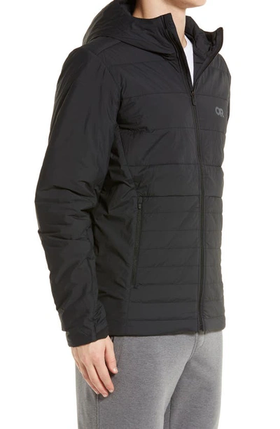 Shop Outdoor Research Shadow Water Resistant Insulated Hooded Jacket In Black