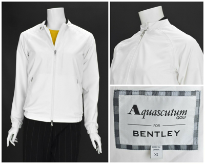 Pre-owned Aquascutum Golf For Bentley Women's Bomber Harrington Jacket  White Full Zip Xs | ModeSens