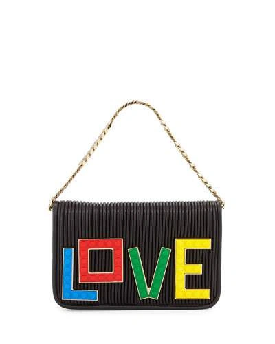 Les Petits Joueurs Micro Janis Lego Love Clutch Bag, Black In Black-multi