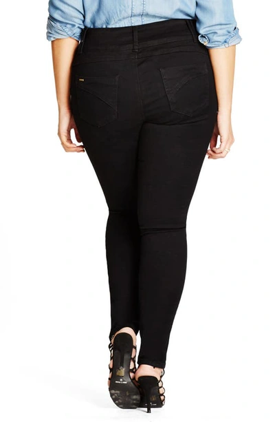 City Chic Trendy Plus Size Harley Corset Skinny Jeans In Black