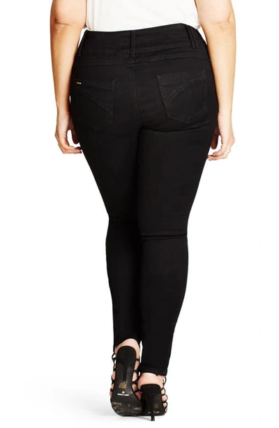 City Chic Trendy Plus Size Adjustable-waist Skinny Jeans In Black