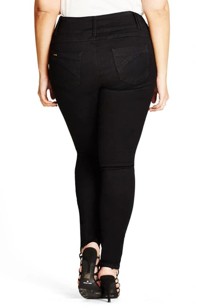 City Chic Trendy Plus Size Adjustable-waist Skinny Jeans In Black