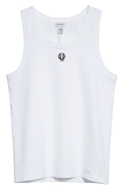 Shop Dolce & Gabbana Embroidered Dg Patch Tank In White