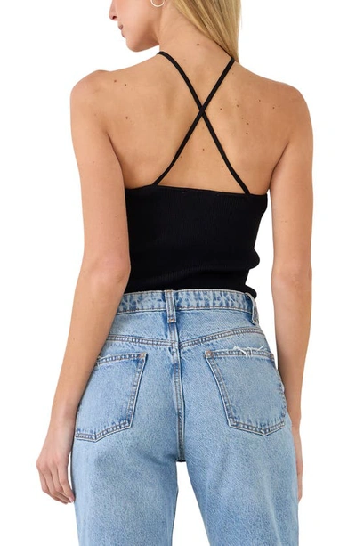 Grey Lab Crossover Rib Halter Tank In Black
