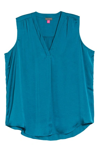 Shop Vince Camuto V-neck Rumple Blouse In Teal Waters