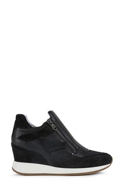 Shop Geox Nydame Wedge Sneaker In Black Oxford