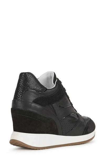 Shop Geox Nydame Wedge Sneaker In Black Oxford