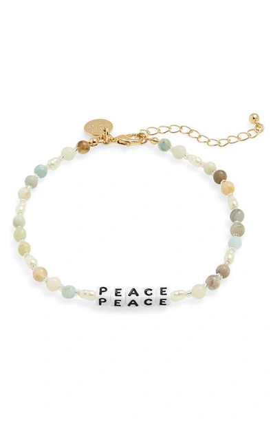 Shop Little Words Project Peace Beaded Anklet In Sage Multi