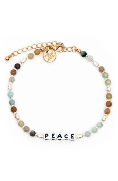 Shop Little Words Project Peace Beaded Anklet In Sage Multi