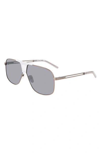 Shop Ferragamo 63mm Oversize Navigator Sunglasses In Dark Ruthenium/ Ice