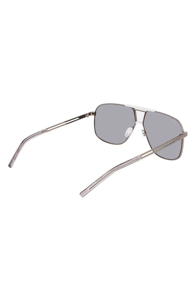 Shop Ferragamo 63mm Oversize Navigator Sunglasses In Dark Ruthenium/ Ice