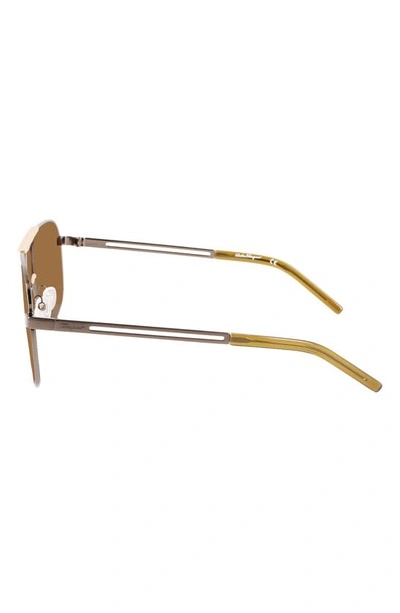 Shop Ferragamo 63mm Oversize Navigator Sunglasses In Dark Ruthenium/ Honey