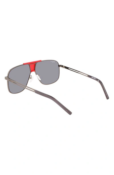 Shop Ferragamo 63mm Oversize Navigator Sunglasses In Dark Ruthenium/ Red