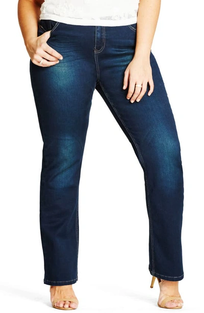 Shop City Chic Harley Bootcut Jeans In Denim Mid