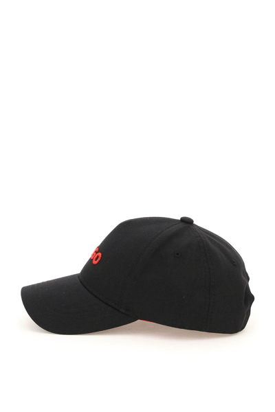 Shop Hugo Cotton Baseball Cap In Black,red
