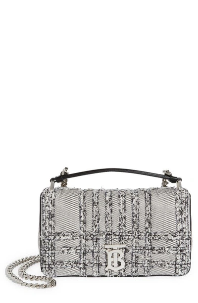 Shop Burberry Small Lola Canvas Shoulder Bag In Black/ White