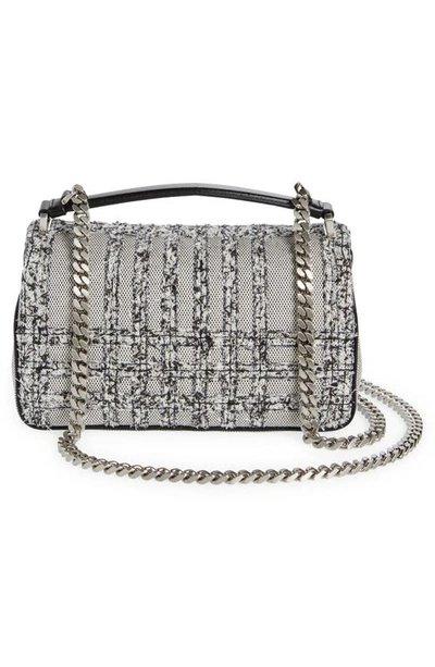 Shop Burberry Small Lola Canvas Shoulder Bag In Black/ White
