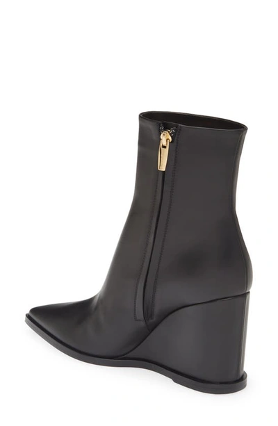Shop Gianvito Rossi Pointed Toe Wedge Bootie In Black