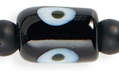 Shop Caputo & Co Murano Glass Evil Eye Macramé Adjustable Bracelet In Black