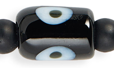 Caputo & Co . Murano Glass Evil Eye Macramé Adjustable Bracelet In Black