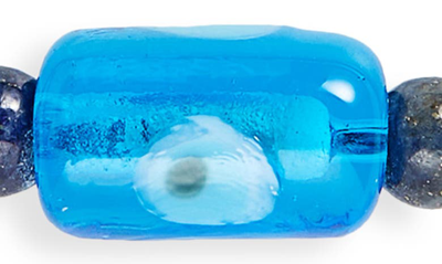 Shop Caputo & Co Murano Glass Evil Eye Macramé Adjustable Bracelet In Blue