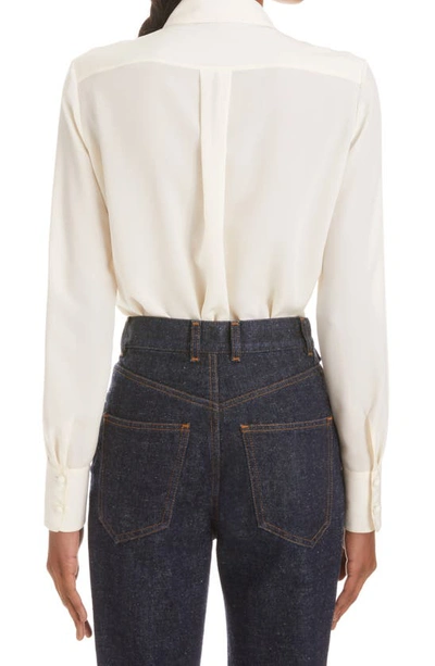 Shop Chloé Embroidered Silk Crêpe De Chine Blouse In Dusty White