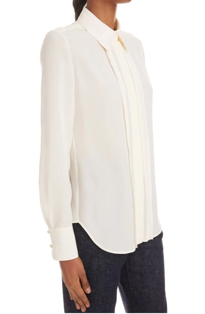 Shop Chloé Embroidered Silk Crêpe De Chine Blouse In Dusty White