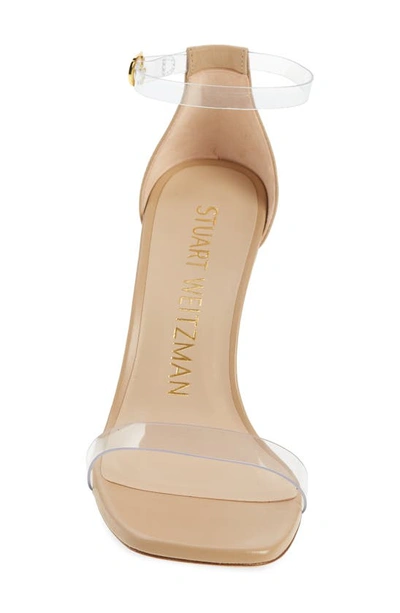 Shop Stuart Weitzman Lucite Wedge Sandal In Clear/ Adobe