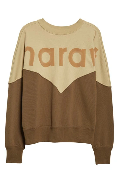 Shop Isabel Marant Étoile Houston Colorblock Logo Sweatshirt In Khaki