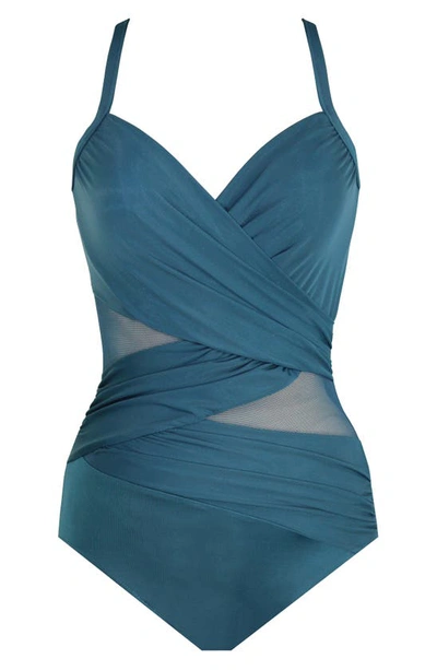 Shop Miraclesuit Network Mystique Underwire One-piece Swimsuit In Nova Green