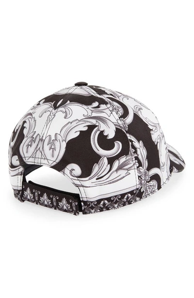 Shop Versace Silver Baroque Print Baseball Cap In Black White