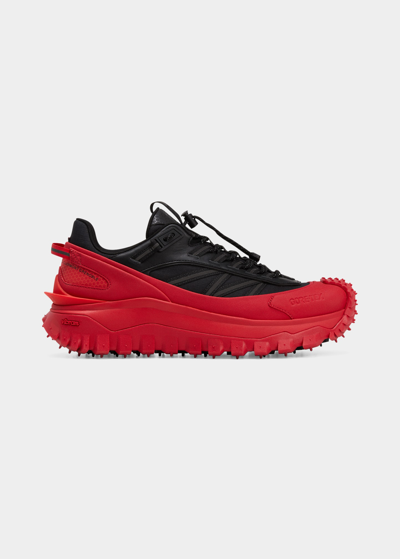 Shop Moncler Men's Trailgrip Gtx Textile Low-top Sneakers In Red