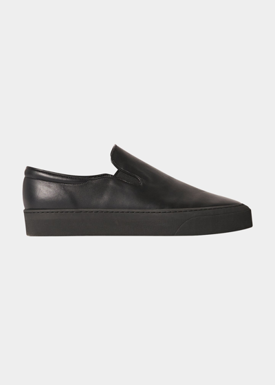 Shop The Row Marie Leather Slip-on Sneakers In Black