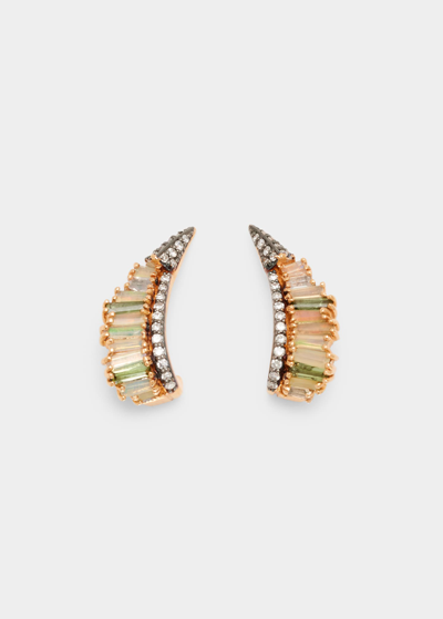 Shop Nak Armstrong Earring Jackets With Ethiopian Opal And Recycled Rose Gold In Rg