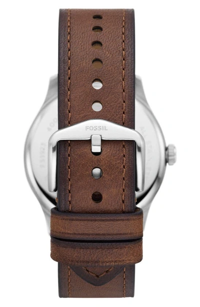Shop Fossil Dayliner Leather Strap Watch, 42mm In Brown