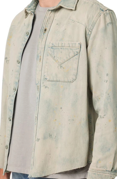 Shop Hudson Paint Splatter Raw Hem Denim Button-up Shirt In Stripped Paint