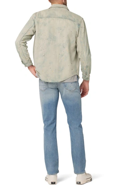 Shop Hudson Paint Splatter Raw Hem Denim Button-up Shirt In Stripped Paint