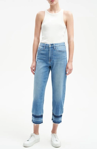 Jen7 By 7 For All Mankind High Waist Released Hem Crop Wide Leg Jeans In Abba