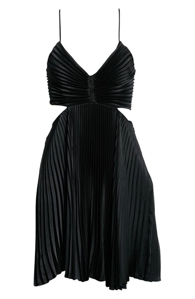 Shop A.l.c Ari Pleated Cutout Dress In Black